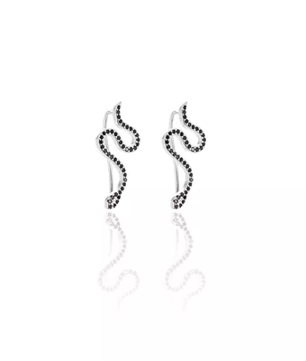 Brinco Earcuff Serpente Cravejada Prata 925 -... - MANTOAN LOJA