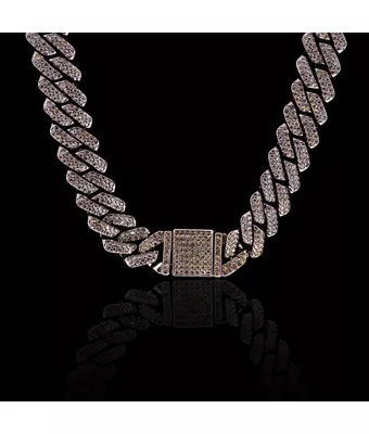 Colar Corrente Strass 15mm Zamak Grafite - MANTOAN LOJA