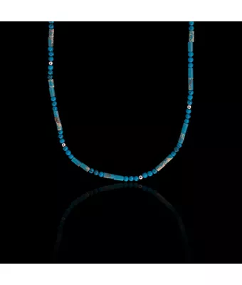 Colar Pedra Natural Tubo Jasper Azul/Turquesa... - MANTOAN LOJA