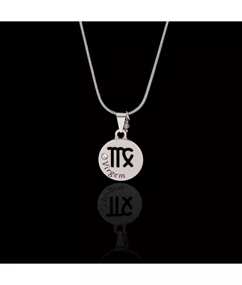 Colar Signo Virgem Aço Inox Prateado - MANTOAN LOJA