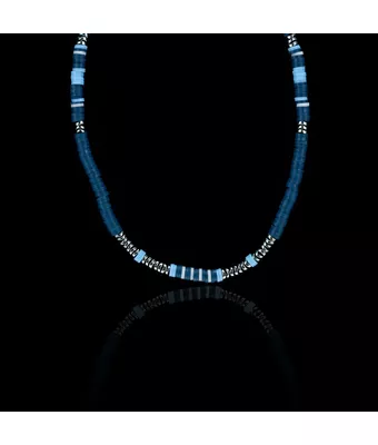 Colar Discos Silicone Azul Marinho Prata 925 - MANTOAN LOJA