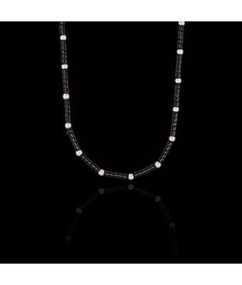 Colar Pedra Natural Disco Ônix Negra 4mm Prat... - MANTOAN LOJA