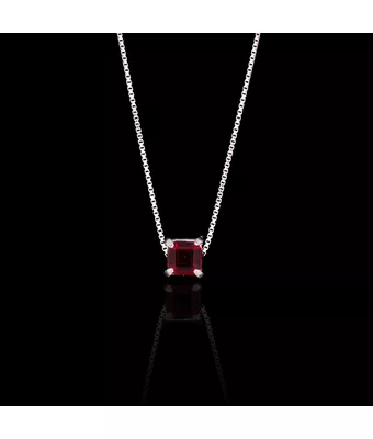 Colar Zircônia Rubi 5x5mm Prata 925 - MANTOAN LOJA