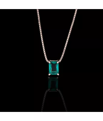 Colar Zircônia Turmalina 6x6x8mm Prata 925 - MANTOAN LOJA