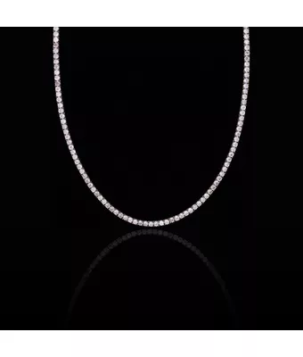 Colar Riviera Cristal 4mm Bijuteria Prateado - MANTOAN LOJA