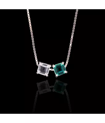 Escapulário Zircônia Incolor/Turmalina 6mm Pr... - MANTOAN LOJA