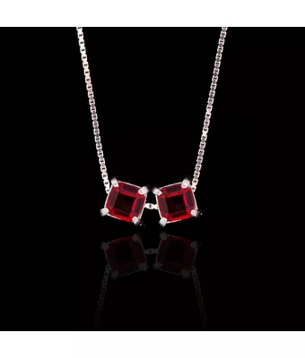 Escapulário Zircônia Rubi 6 mm Prata 925 - MANTOAN LOJA