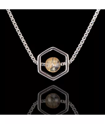 Colar Hexagonal Pedra Natural Prata 925 (esco... - MANTOAN LOJA