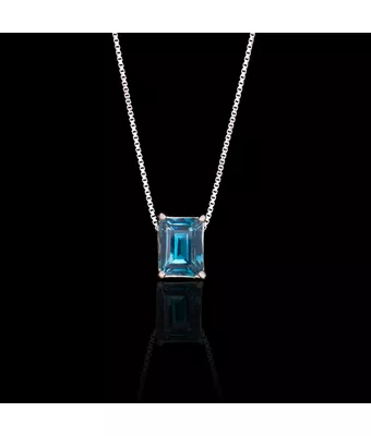 Colar Zircônia Azul Océan 6x9mm Prata 925 - MANTOAN LOJA