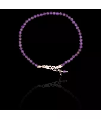 Pulseira Pedra Natural Ametista Prata 925 - MANTOAN LOJA