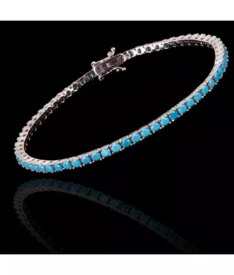 Pulseira Riviera Pedra Natural Turquesa 3mm P... - MANTOAN LOJA