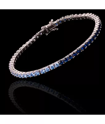 Pulseira Riviera Zircônia Bicolor Azul Topázi... - MANTOAN LOJA