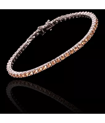 Pulseira Riviera Zircônia Champagne 3mm Prata... - MANTOAN LOJA