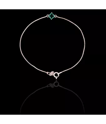 Pulseira Zircônia Turmalina 5x5mm Prata 925 - MANTOAN LOJA