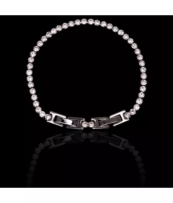 Pulseira Riviera Incolor 3mm Aço Inox Níquel ... - MANTOAN LOJA
