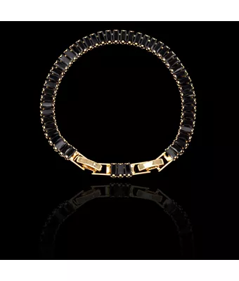Pulseira Riviera Malha Esteira Preta 5x2mm Aç... - MANTOAN LOJA
