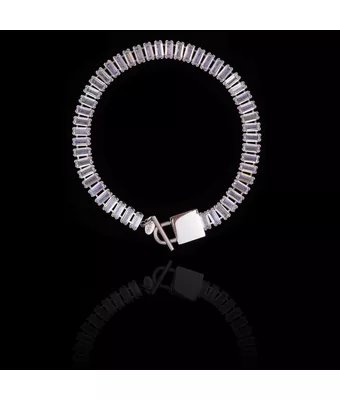 Pulseira Zircônia Incolor Aço Inox Prateada - MANTOAN LOJA