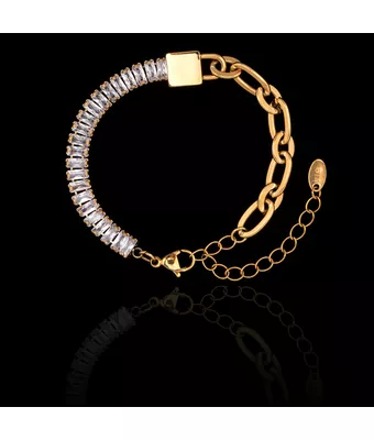 Pulseira Zircônia Incolor com Corrente Aço In... - MANTOAN LOJA