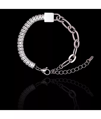 Pulseira Zircônia Incolor com Corrente Aço In... - MANTOAN LOJA