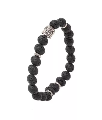 Pulseira Buda Mp510 Pedra Natural Lava Vulcân... - MANTOAN LOJA