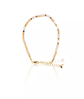 Pulseira Tubo Pérola Água Doce Creme 4mm/Entr... - MANTOAN LOJA
