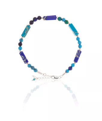 Pulseira Pedra Natural Jasper Azul/azul Royal... - MANTOAN LOJA