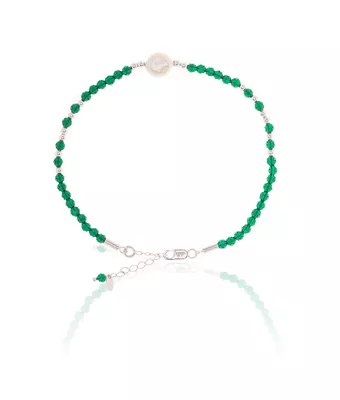Pulseira Espinélio Esmeralda/Pérola Água Doce... - MANTOAN LOJA