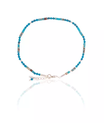 Pulseira Pedra Natural Tubo Jasper Azul/turqu... - MANTOAN LOJA