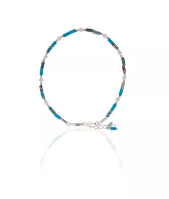 Pulseira Pedra Natural Jasper Azul Prata 925 - MANTOAN LOJA