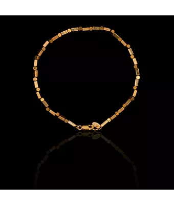 Pulseira Pedra Natural Hematita Dourada Prata... - MANTOAN LOJA