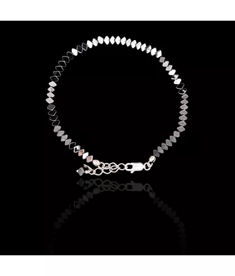 Pulseira Pedra Natural Hematita Losango Prata... - MANTOAN LOJA