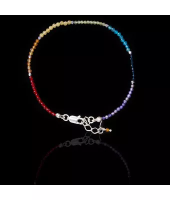 Pulseira Pedra Natural 7 Chakras 2mm Fecho Pr... - MANTOAN LOJA