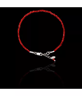 Pulseira Pedra Natural Espinélio Vermelho 2mm... - MANTOAN LOJA