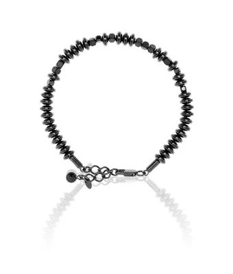 Pulseira Pedra Natural Hematita Disco Semijoi... - MANTOAN LOJA