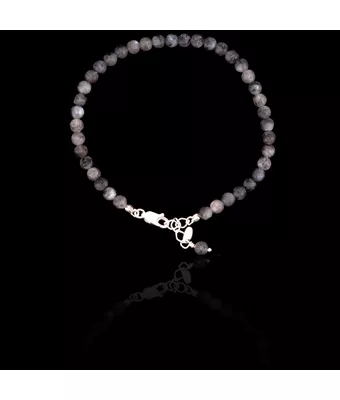 Pulseira Pedra Natural Esfera Labradorita Pra... - MANTOAN LOJA