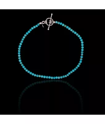 Pulseira Pedra Natural Turquesa Clara 2mm Pra... - MANTOAN LOJA