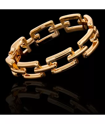 Bracelete Elos Quadrados Zamac Dourado - MANTOAN LOJA
