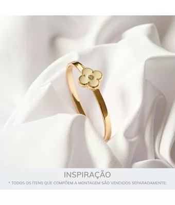 Bracelete Trevo Zamac Dourado Resina Nude - MANTOAN LOJA