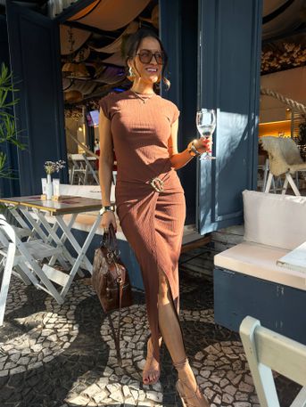 Vestido Midi Marrom Luma - SUBLIME 