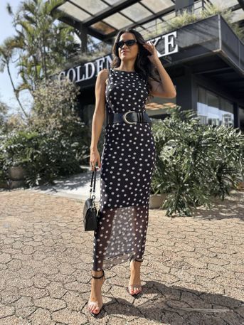 Vestido Midi em Tule Poa Rose - SUBLIME 
