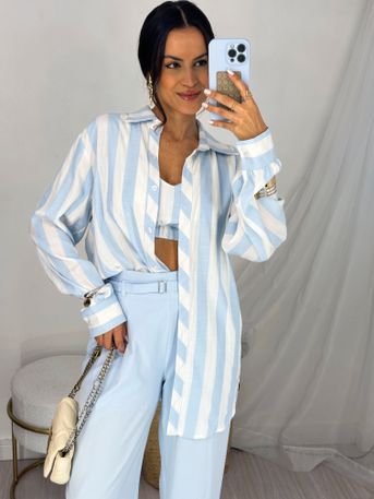 Conjunto Camisa e Cropped Rany Azul - SUBLIME 