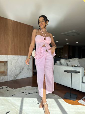 Saia Midi Rosa Melly - SUBLIME 