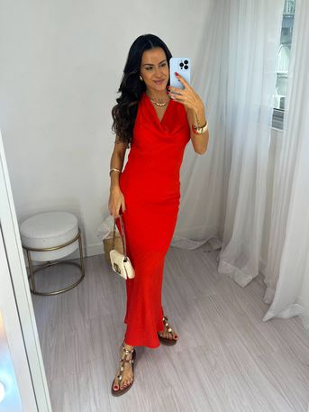 Vestido Midi Vermelho Vilma - SUBLIME 