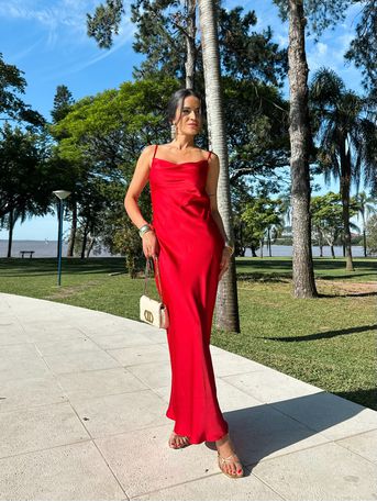 Vestido Acetinado Vermelho Verona - SUBLIME 