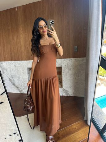 Vestido Alongado Marrom Betina - SUBLIME 