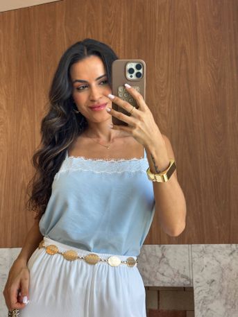 Blusa Acetinada Azul Cida - SUBLIME 