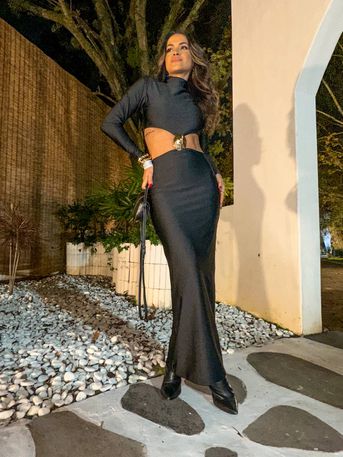 Vestido Midi Preto Bruna - SUBLIME 