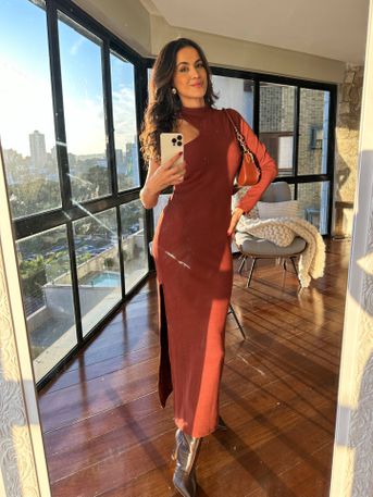 Vestido Midi Marrom Charlotte - SUBLIME 