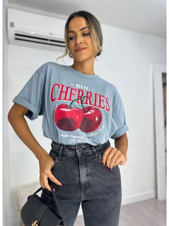 T-shirt Over Cherries Cinza - SUBLIME 