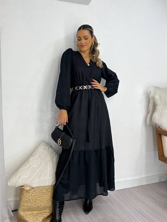 Vestido Midi Preto Divino - SUBLIME 